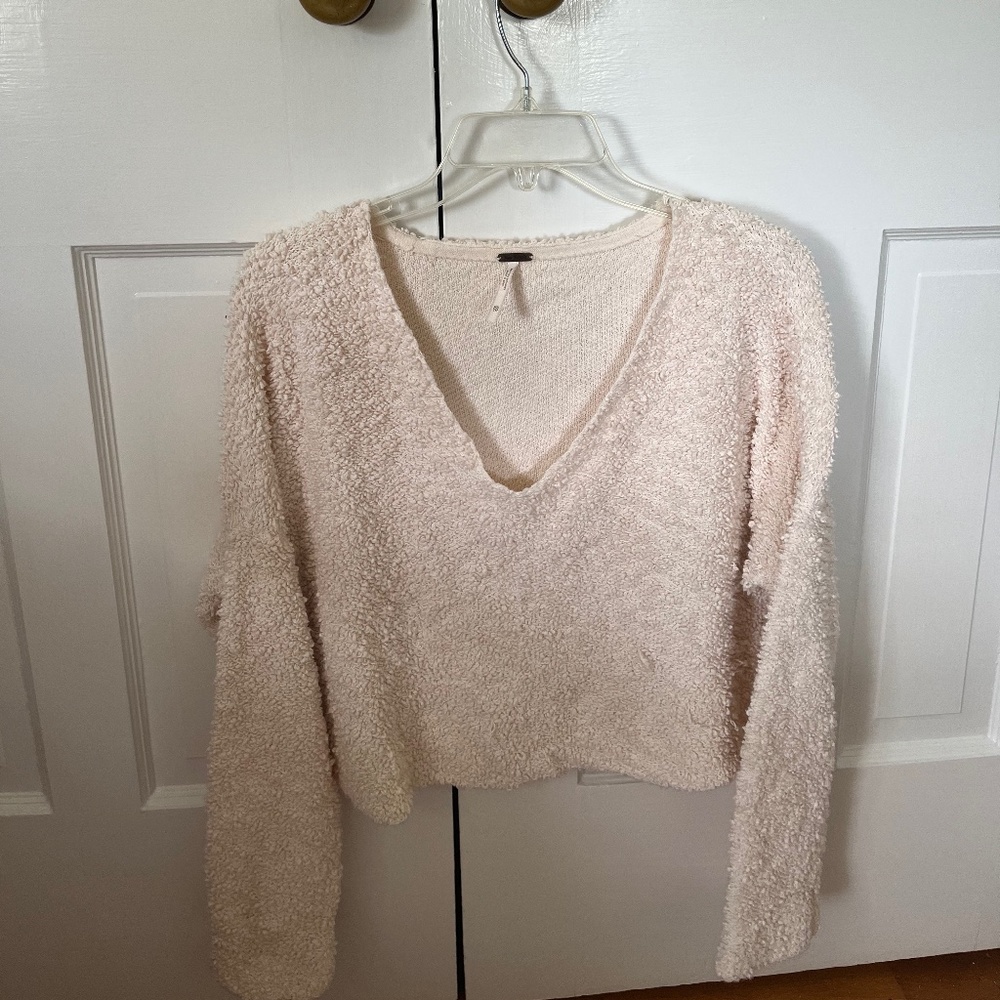 Free People, cream cropped sweater, XS
